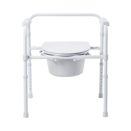 COMMODE, FOLDING STEEL FRAME 350LBS