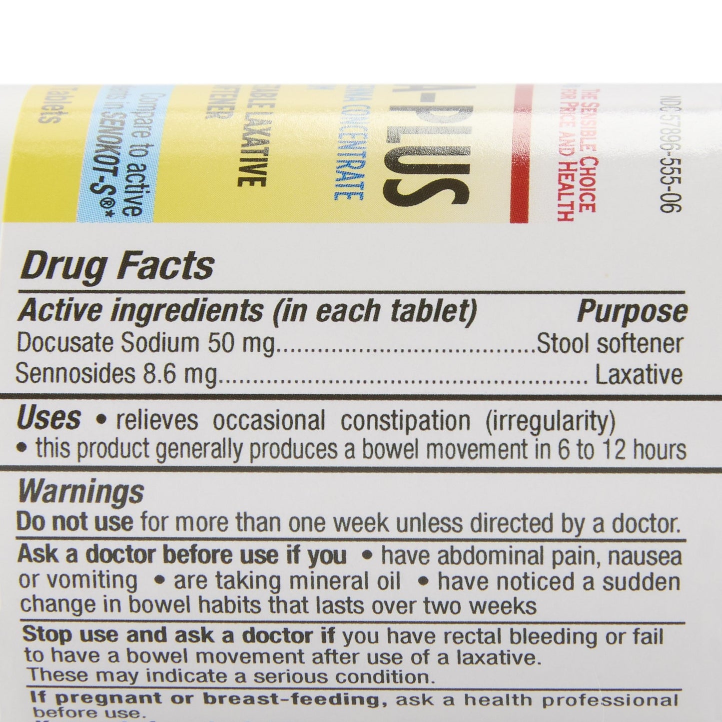 SENNA, TAB 8.6MG PLUS DSS 50MG