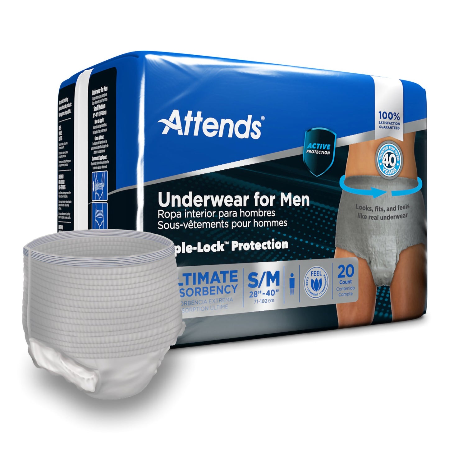UNDERWEAR, ATTENDS ULT MALE SM/MED