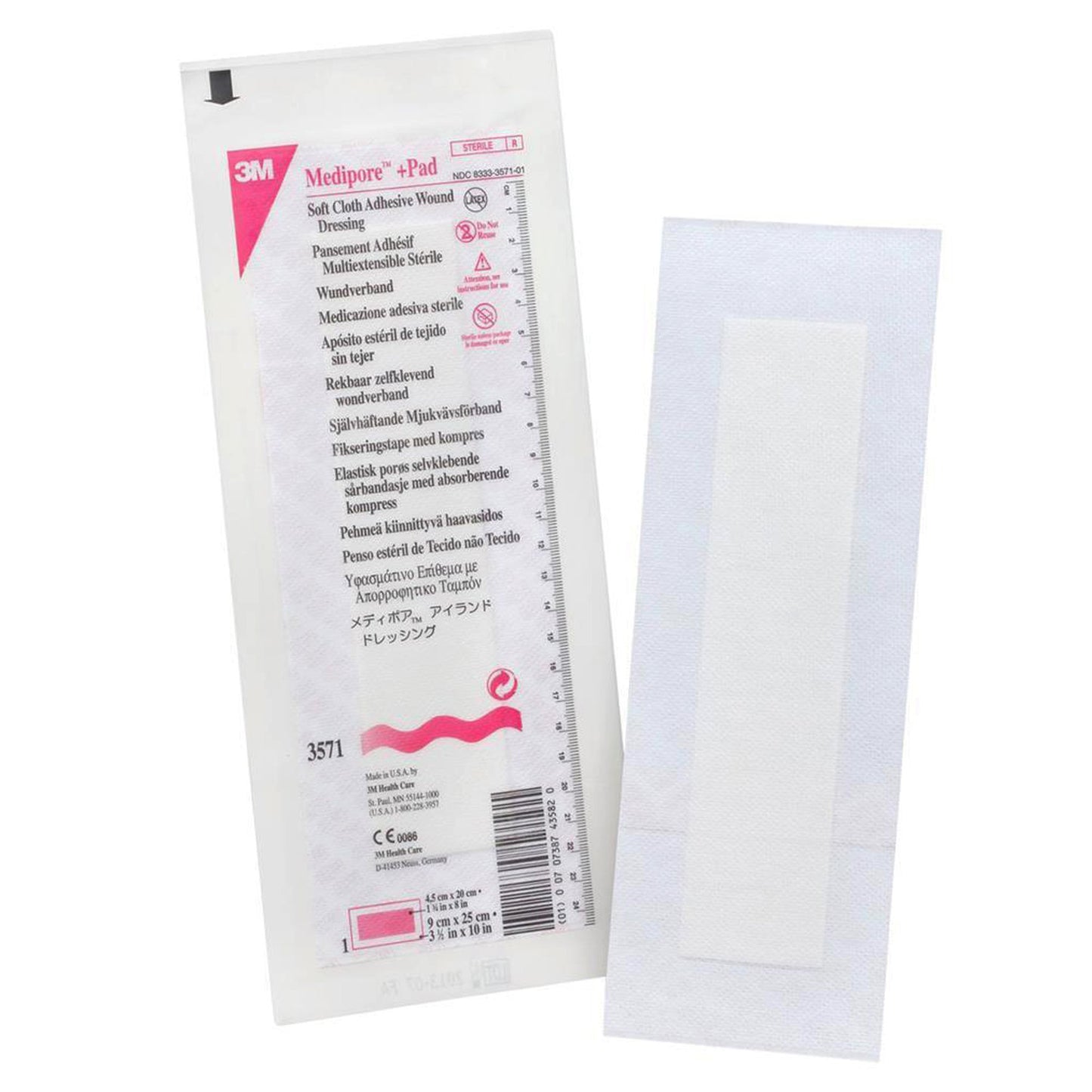 DRESSING, SOFT CLOTH MEDIPORE+PAD 3X1/2X10"