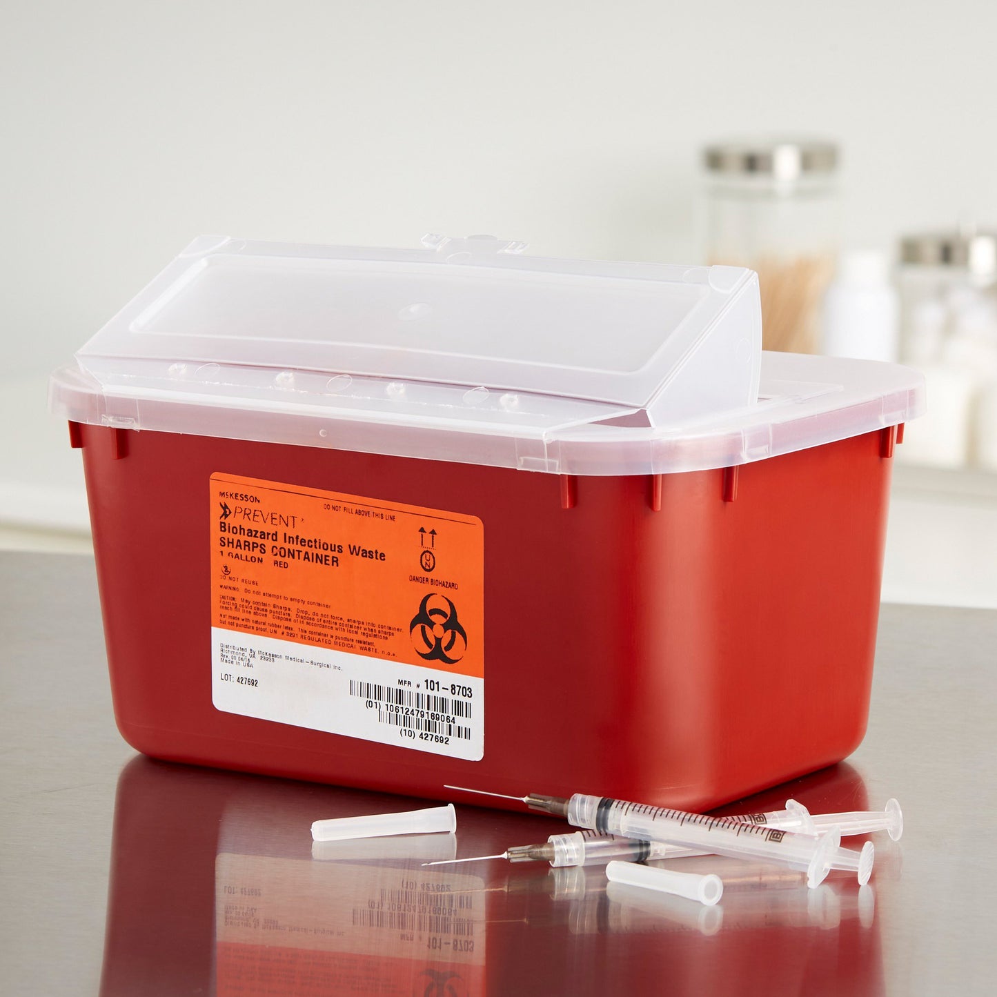 CONTAINER, SHARPS RED 1GL STACKABLE