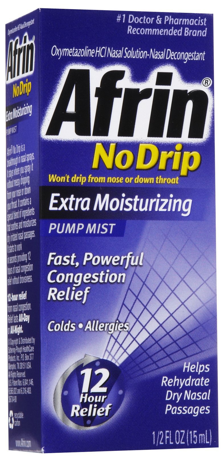 AFRIN NASAL, SPR NO DRIP XMOIST 15ML 0.5OZ 9MSDCC