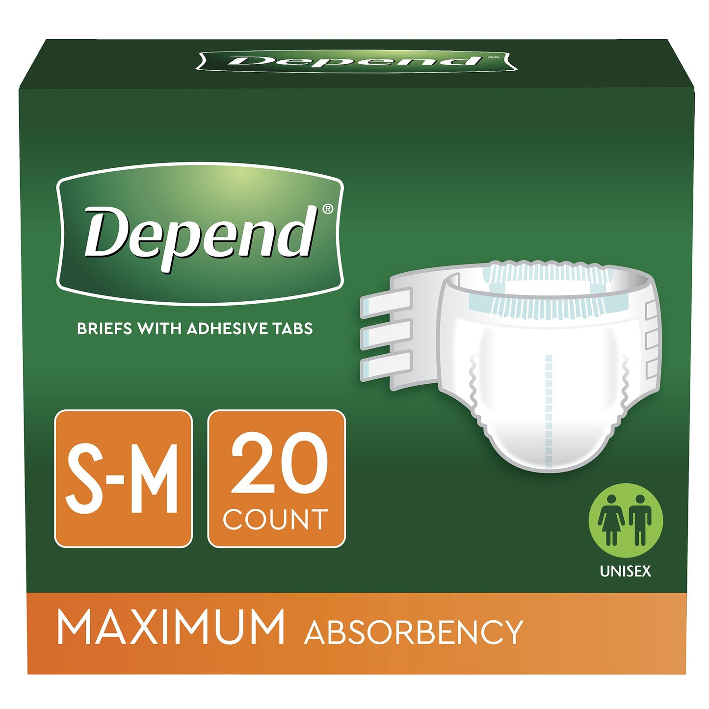BRIEF, INCONT DEPENDS OVERNT MAX ABSRB SM/MED