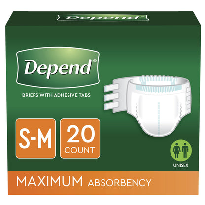 BRIEF, INCONT DEPENDS OVERNT MAX ABSRB SM/MED