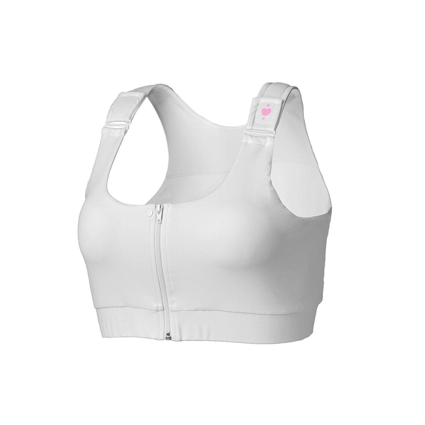 BRA, PST-OP SHIRL W/DBL ZIP FRNT CLSR STRAP WHT XLG