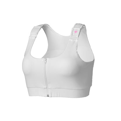 BRA, PST-OP SHIRL W/DBL ZIP FRNT CLSR STRAP WHT XLG
