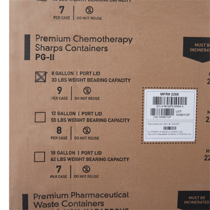 CONTAINER, SHARPS CHEMO YLW 8GL