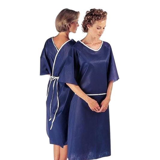 GOWN, PATIENT LMTD USE RAGLANSLVS DRK BLU