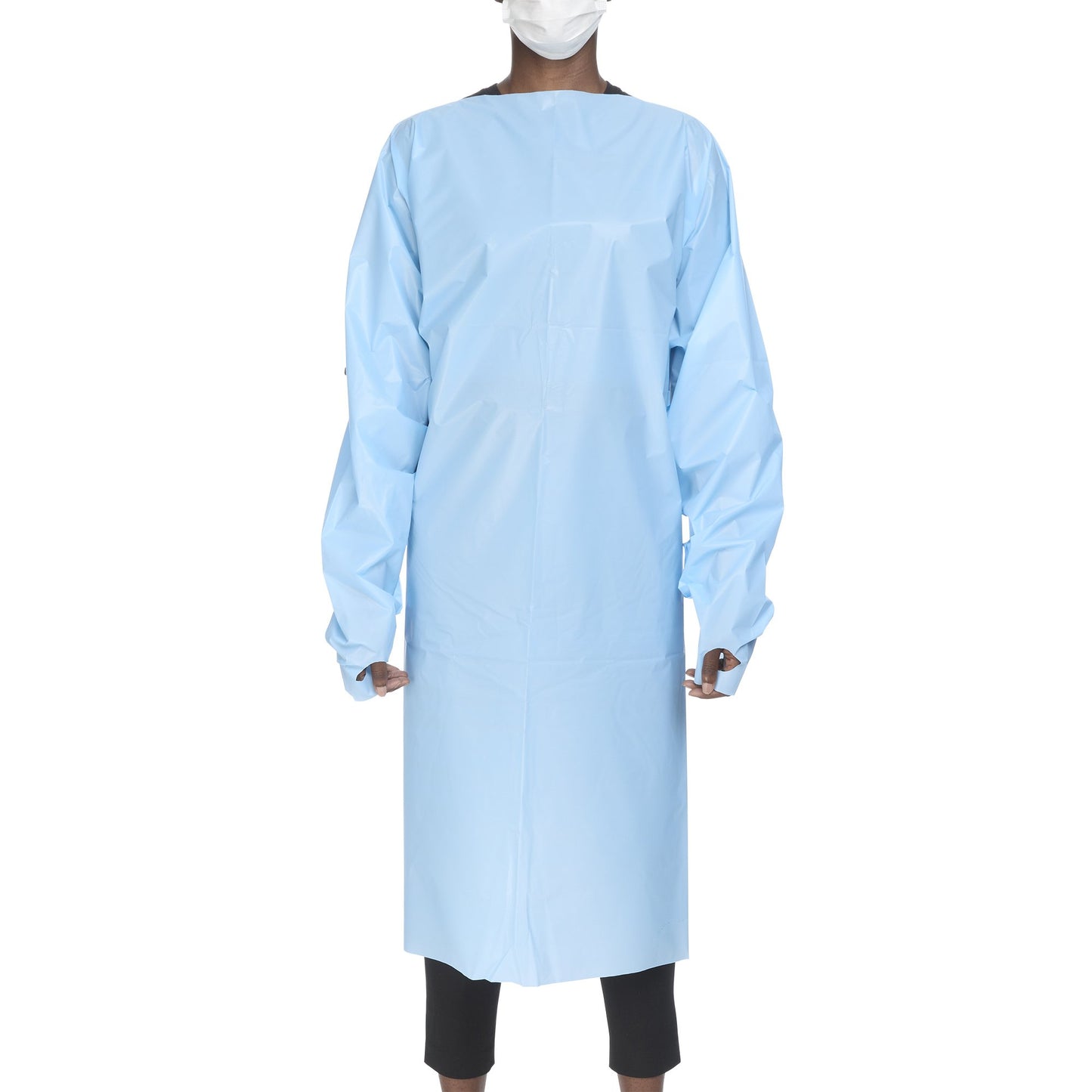 GOWN, PROT OVER THE HEAD AAMILVL2 POLY BLU