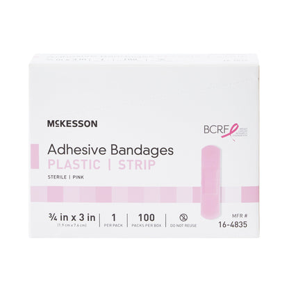 BANDAGE, ADHSV PNK STRIP 3/4"X3"