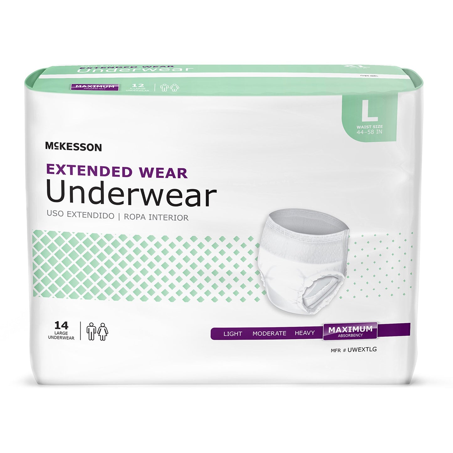 UNDERWEAR, EXTENDED WEAR LG 44-58