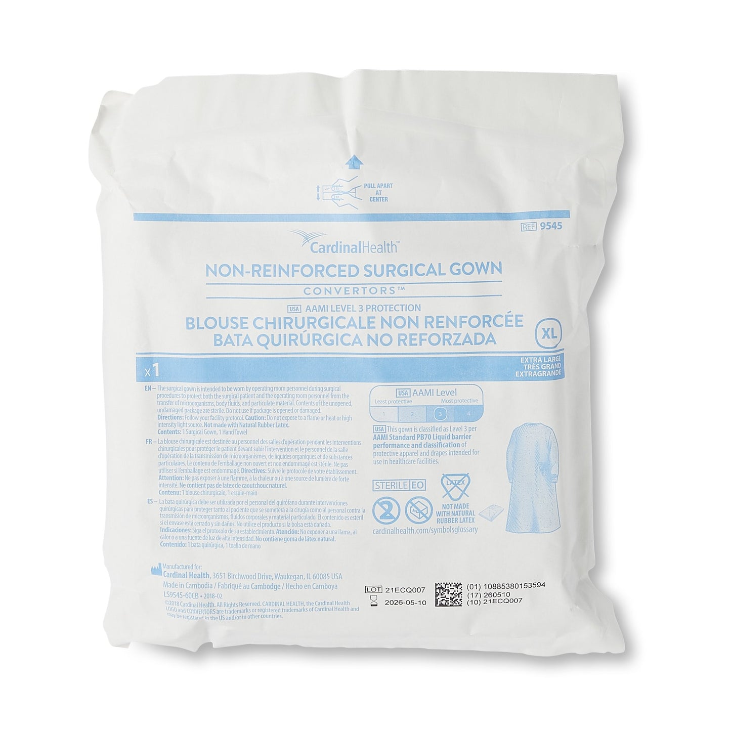 GOWN, SURG UNREINF A9545 XLG