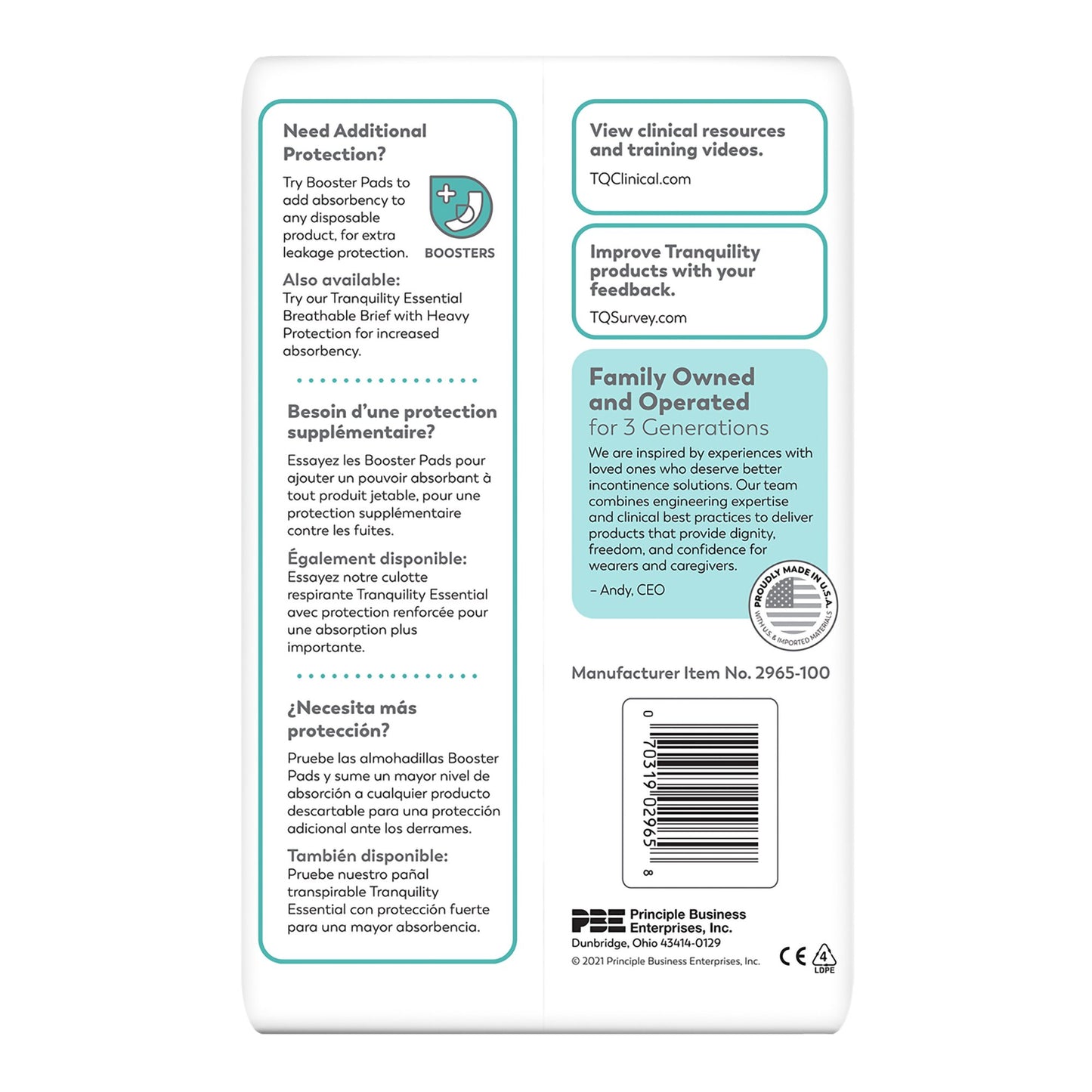 BRIEF, INCONT TRANQ ESSENT BRTHABL WHT MED