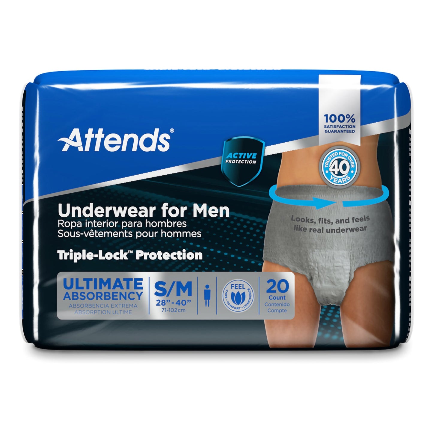 UNDERWEAR, ATTENDS ULT MALE SM/MED
