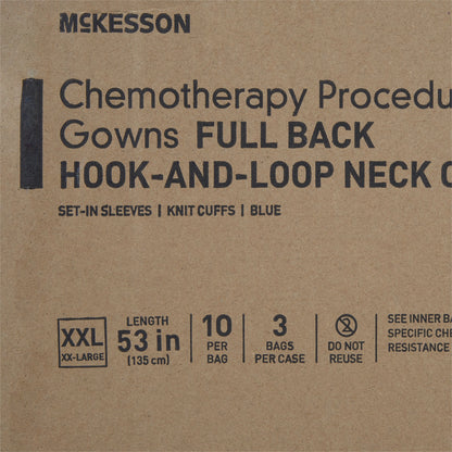 GOWN, CHEMO FULL BCK HOOK&LOOPCLSR AAMI 2 2XLG