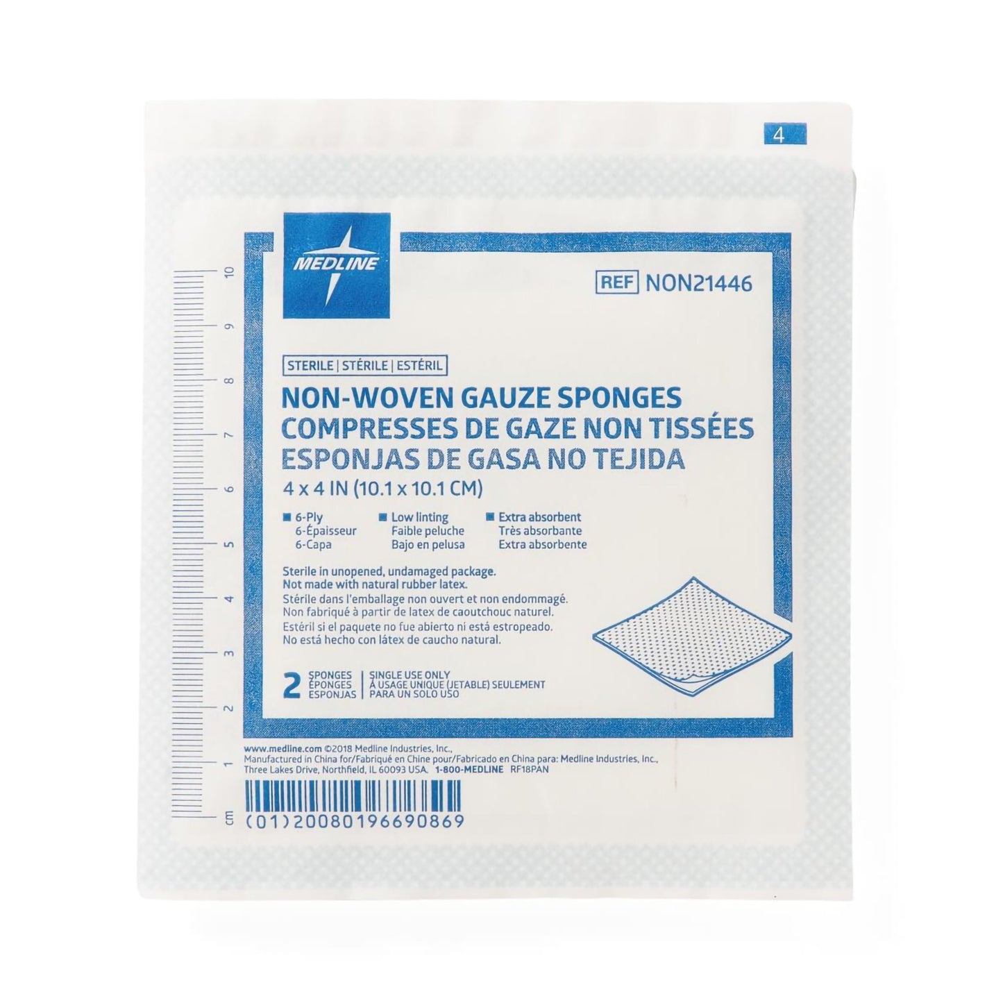 SPONGE, GAUZE AVANT 6PLY STR 4"X4"
