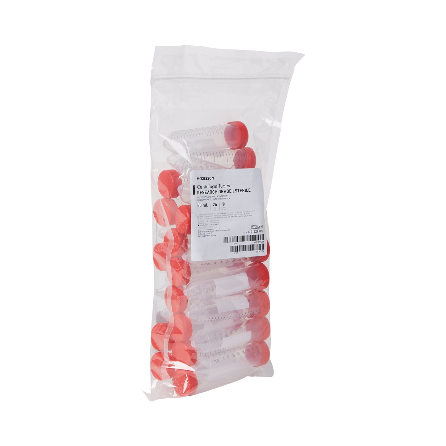 TUBE, CENTRIFUGE W/SCREW CAP STR RED 50ML