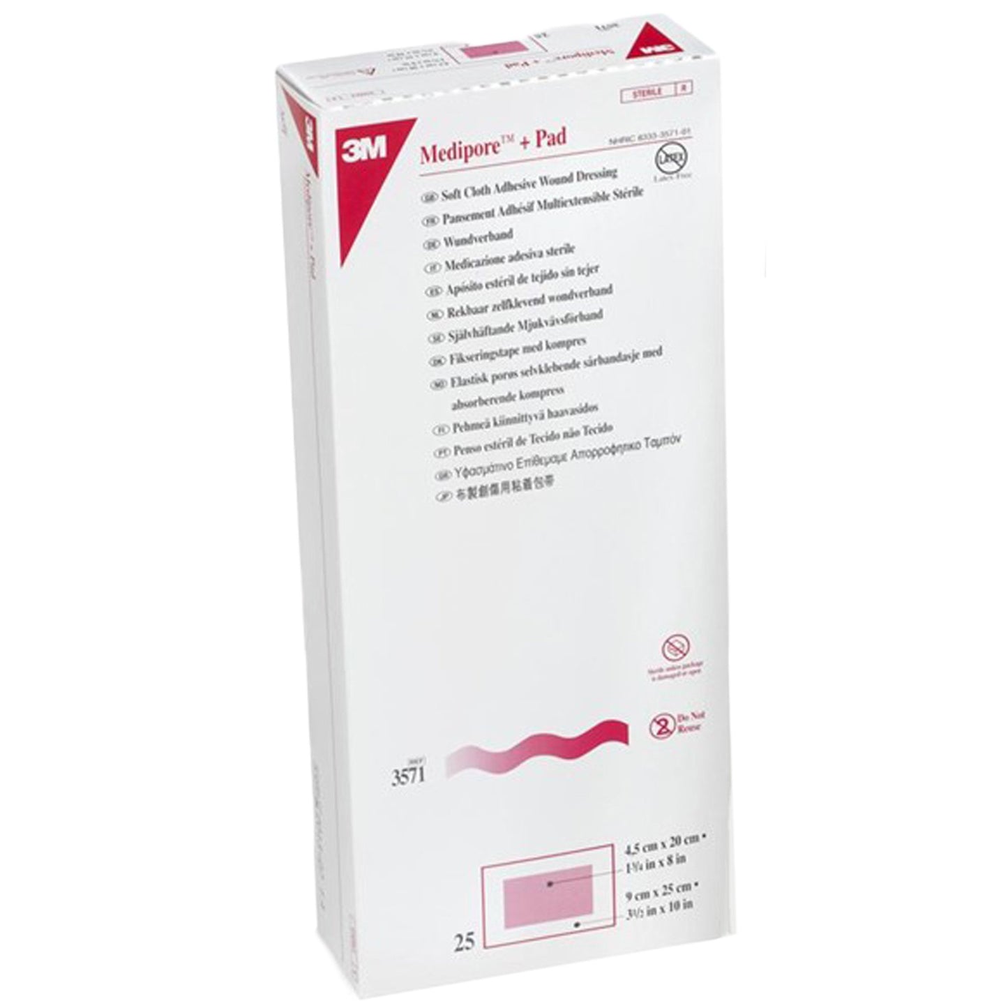 DRESSING, SOFT CLOTH MEDIPORE+PAD 3X1/2X10"