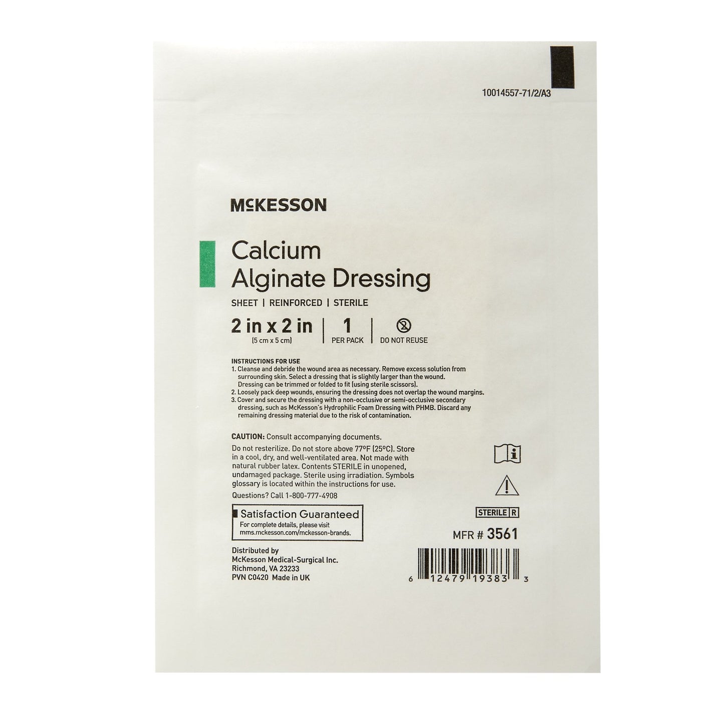 DRESSING, CALCIUM ALGINATE SHEET 2"X2"