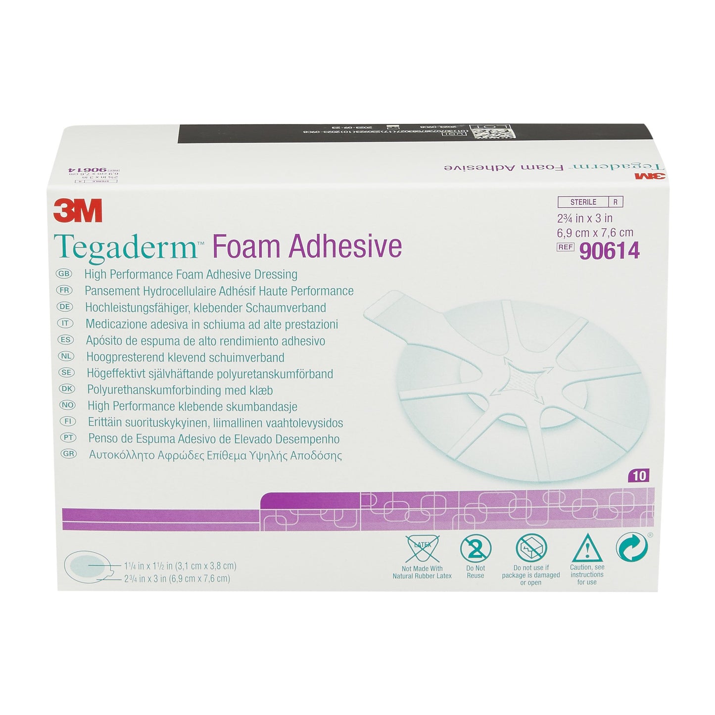 DRESSING, TEGADERM FOAM OVL 23/4"X3"