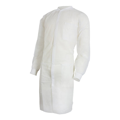 COAT, LAB KNITCUFF LF WHT LG/XLG