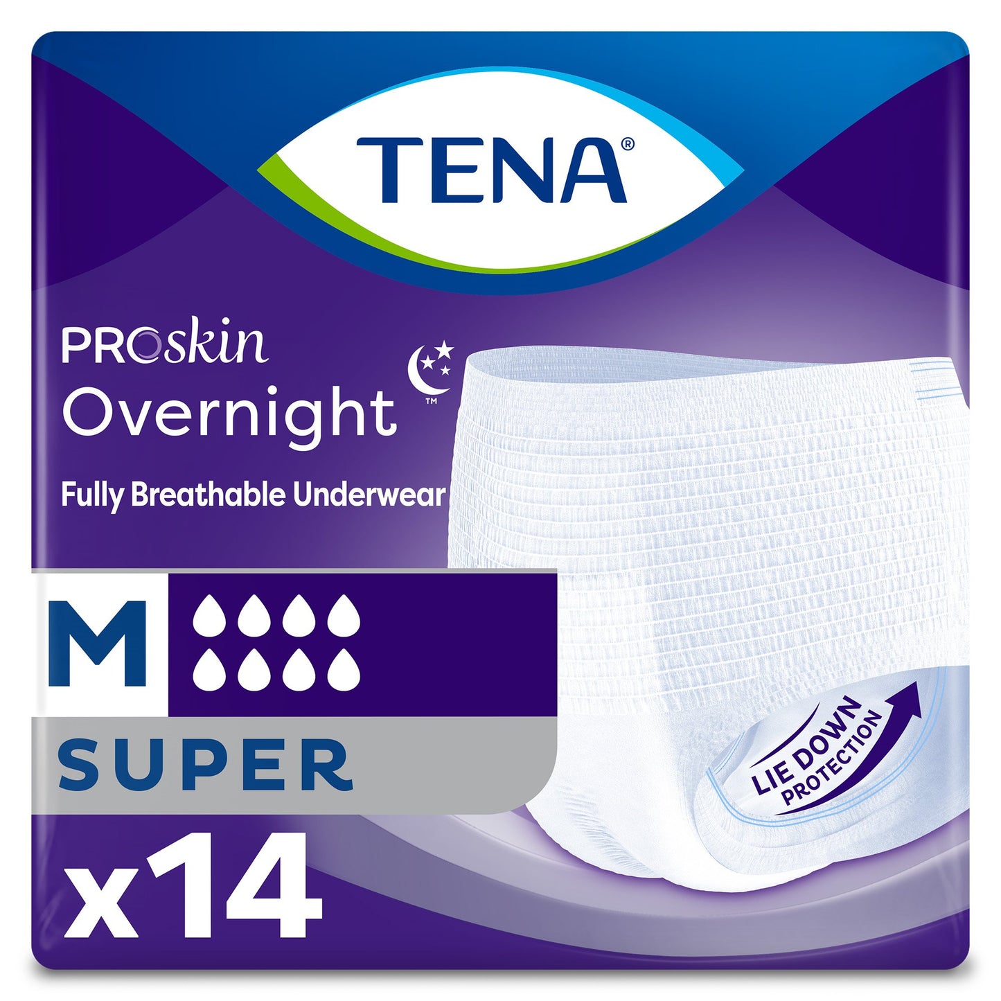 UNDERWEAR, TENA PROT OVRNIGHTW-SHAPE HI-ABSRB MED