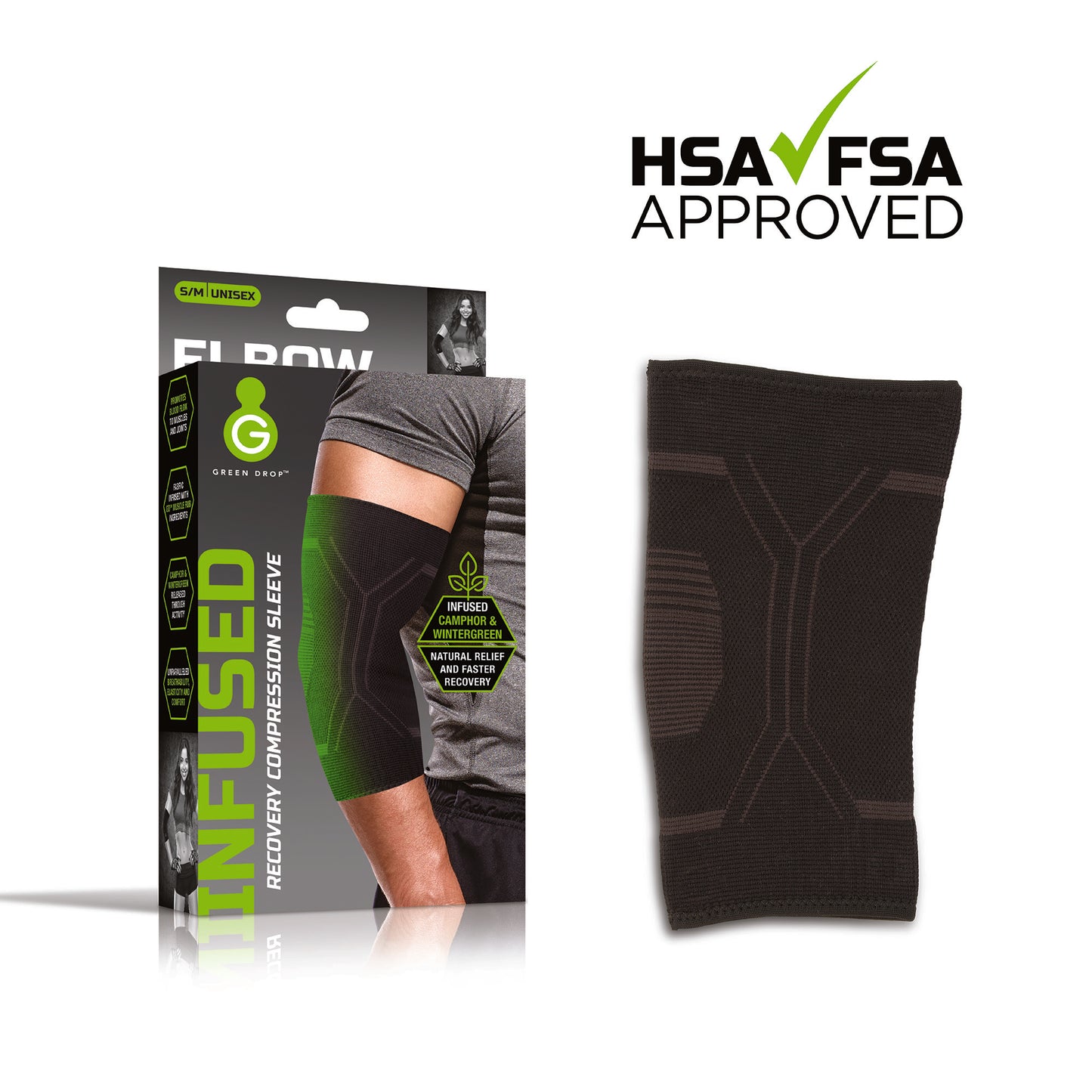 SLEEVE, ELBOW COMPRSN INFUSEDBLK SM/MED