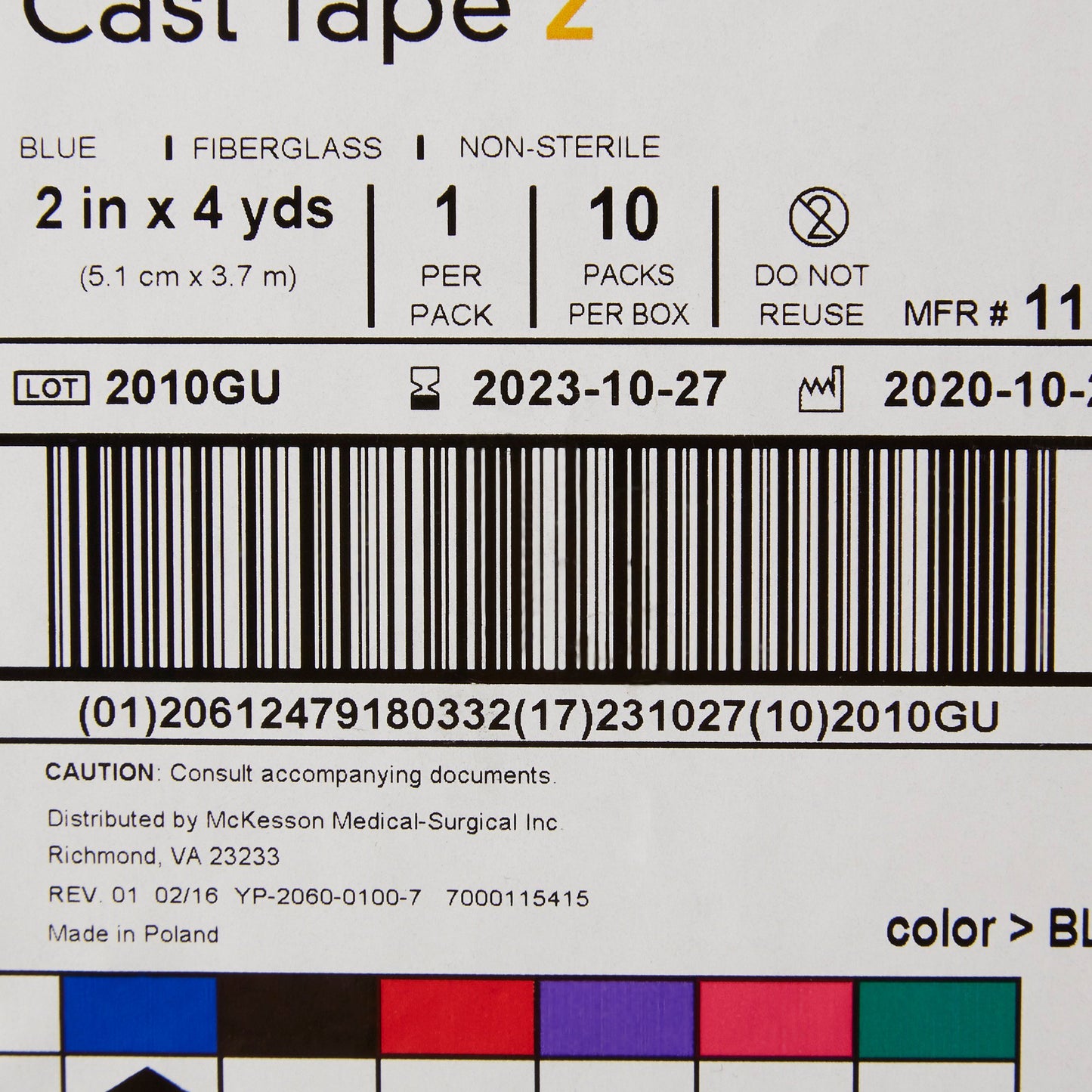 TAPE, CAST BLU LF 2"X4YDS