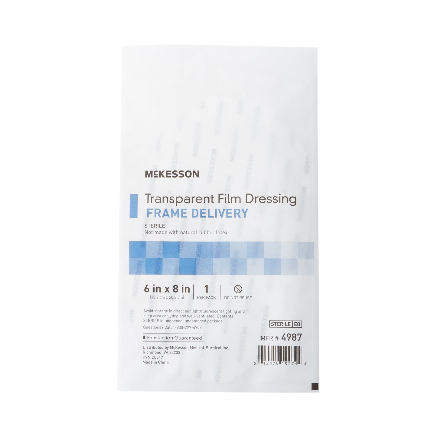 DRESSING, FILM TRANS W/FRM DELSTR 6"X8"