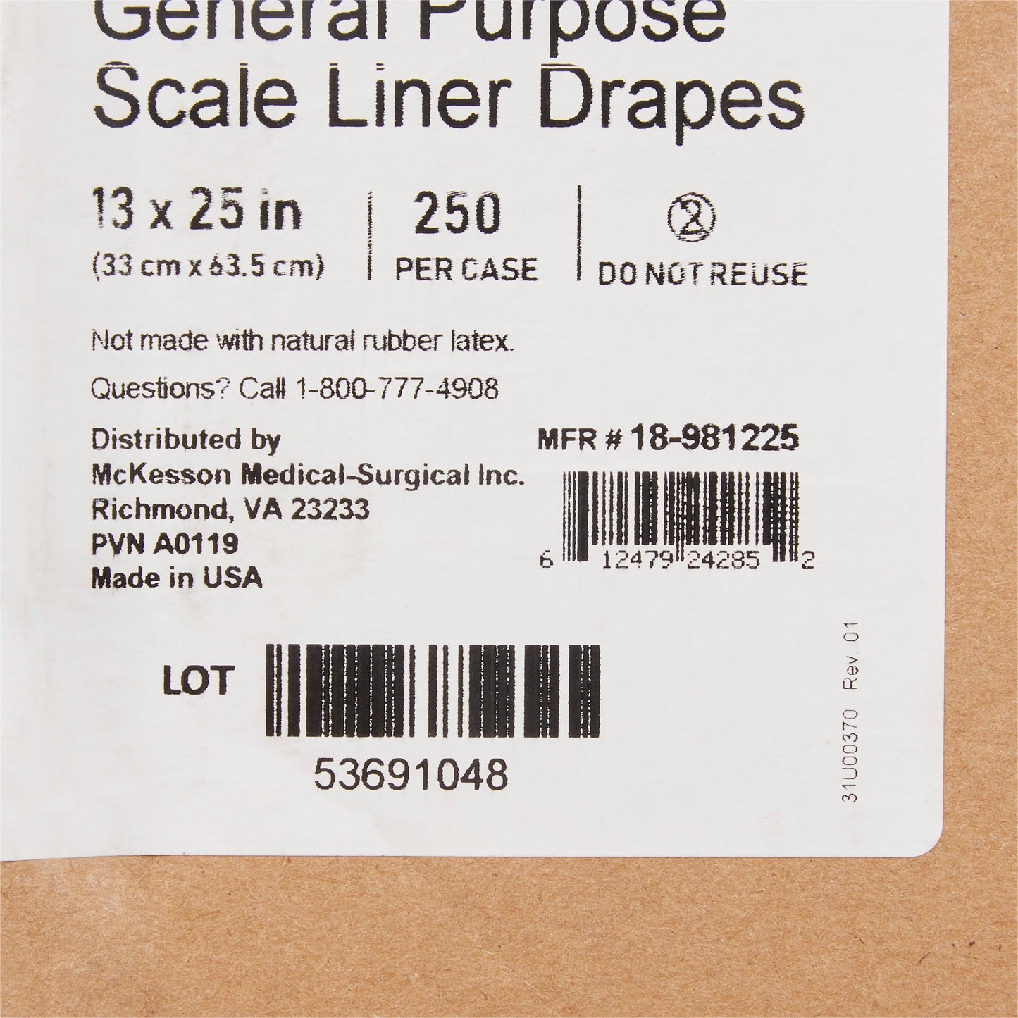 LINER, SCALE GENERAL PURPOSE 13"X25"