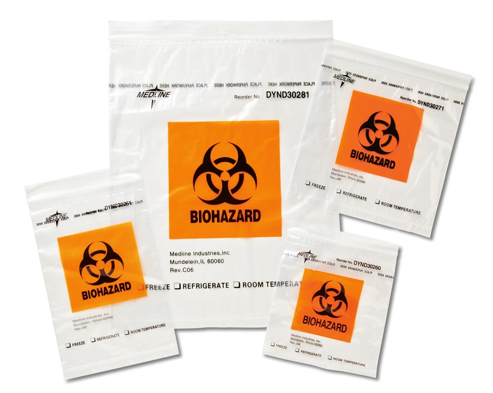 BAG, BIOHAZARD W/POUCH 6"X9"