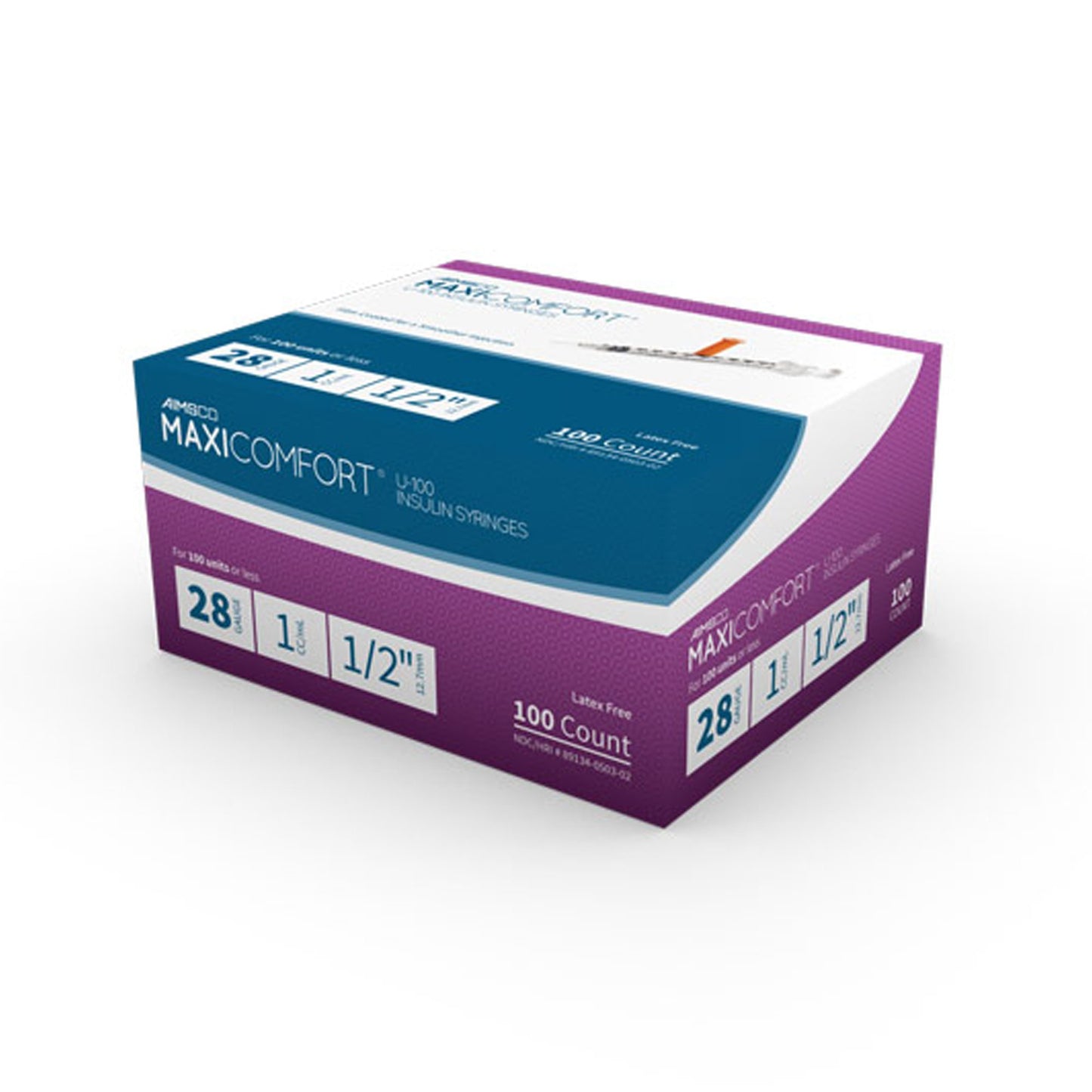 SYRINGE, INSULIN 1CC 28GX1-1/2"