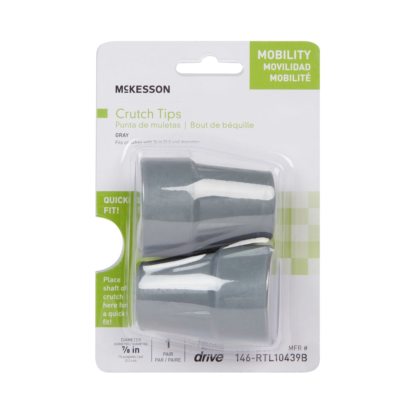 TIP, CRUTCH 7/8" GRY