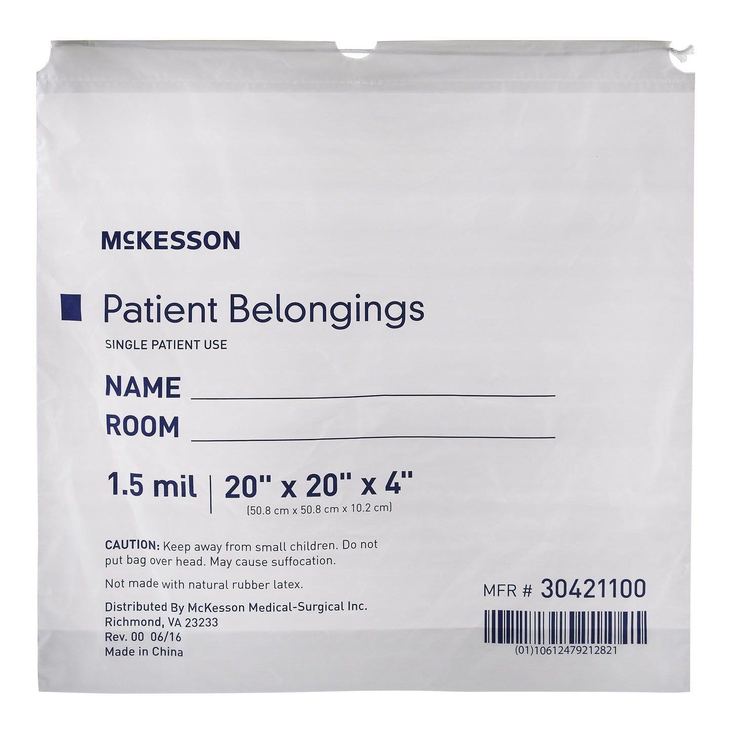 BAG, PAT DRWSTRNG 20X20X4 WHT