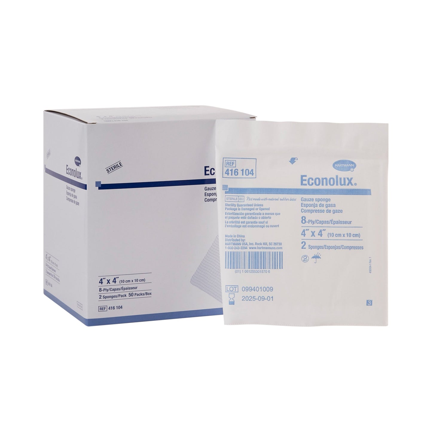 GAUZE, SPNG ECONOLUX CTN 4X4 8PLY