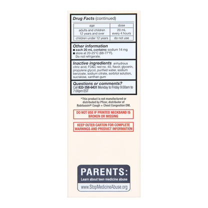 TUSSIN DM, LIQ FT SM ADLT 20-200MG 4OZ