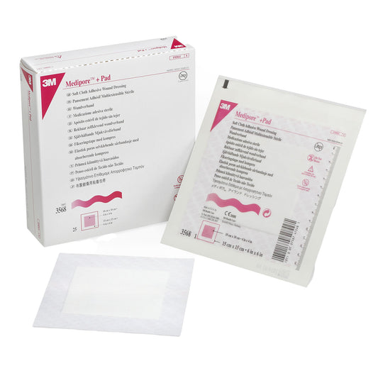 DRESSING, SOFT CLOTH MEDIPORE+ PAD 6"X6"
