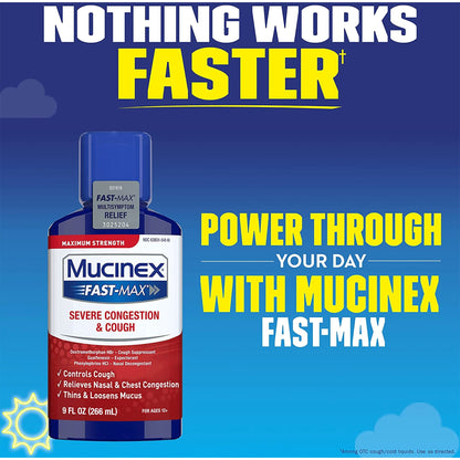 MUCINEX FAST MAX, LIQ SEVERE CGH&CLD 5-2.5MG/5ML 6OZ