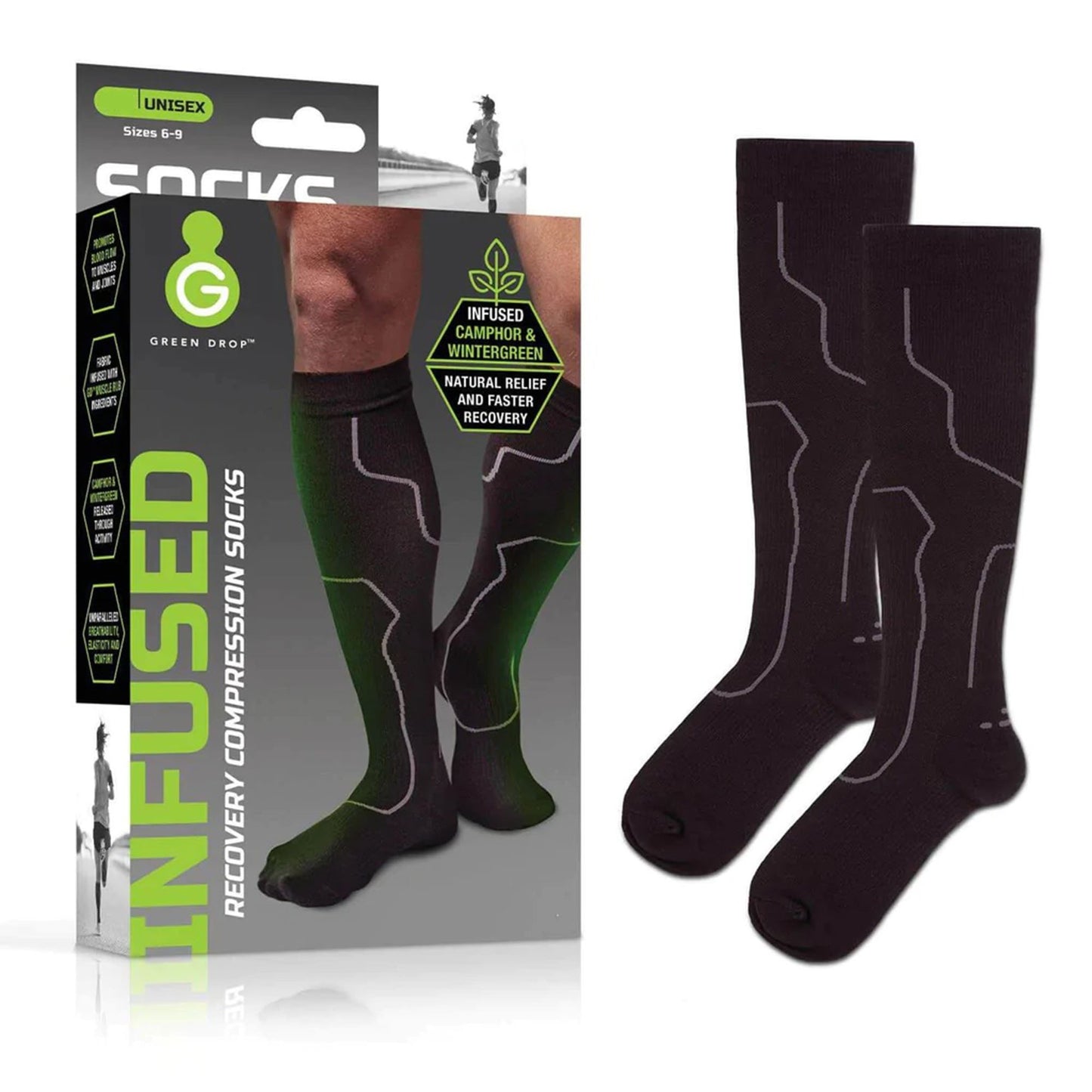 SOCKS, KNEE-HI COMPRSN INFUSEDLG/XLG