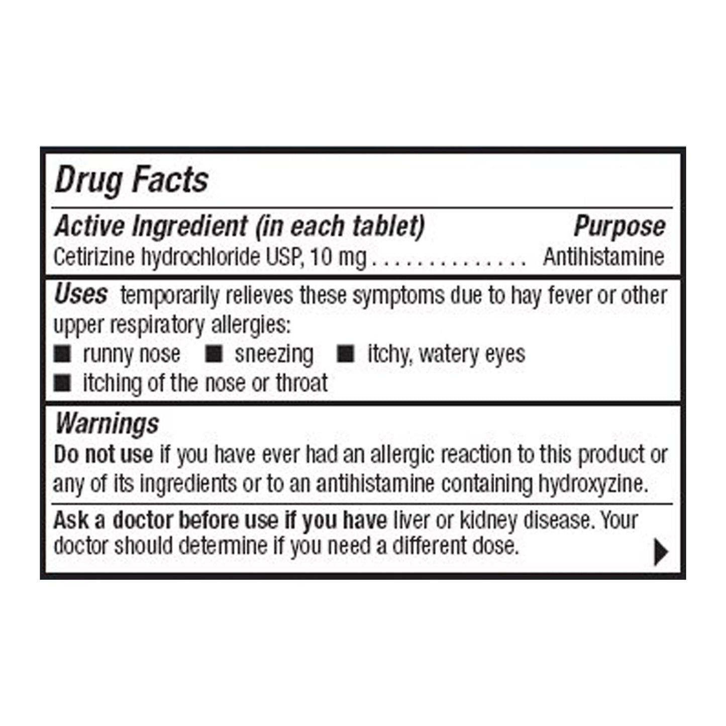 CETIRIZINE HCL, TAB 10MG