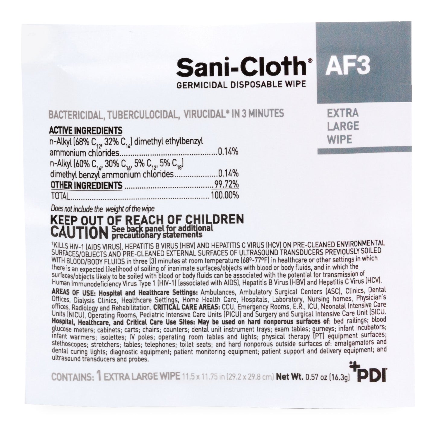 WIPE, SANICLOTH AF3 WET XLG 11.5"X11.75"