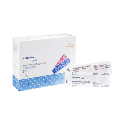 BANDAGE, ADHSV MCKID BLU/PNK CAMO STRIP 3/4"X3"