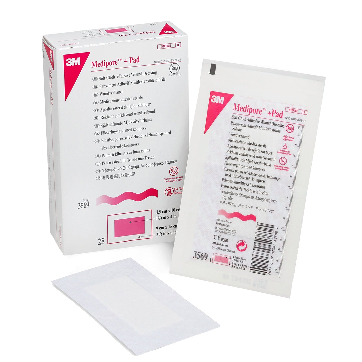 DRESSING, SOFT CLOTH MEDIPORE+PAD 3X1/2X6"