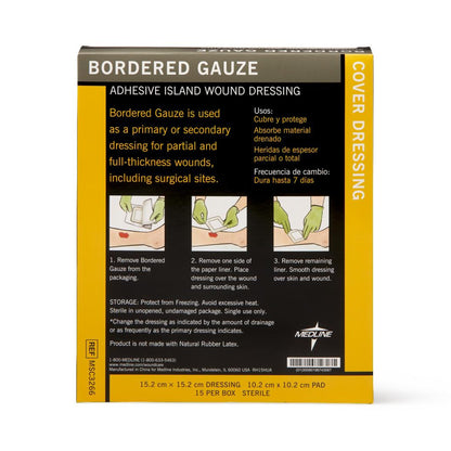 GAUZE, BORDERED STR 6"X6"