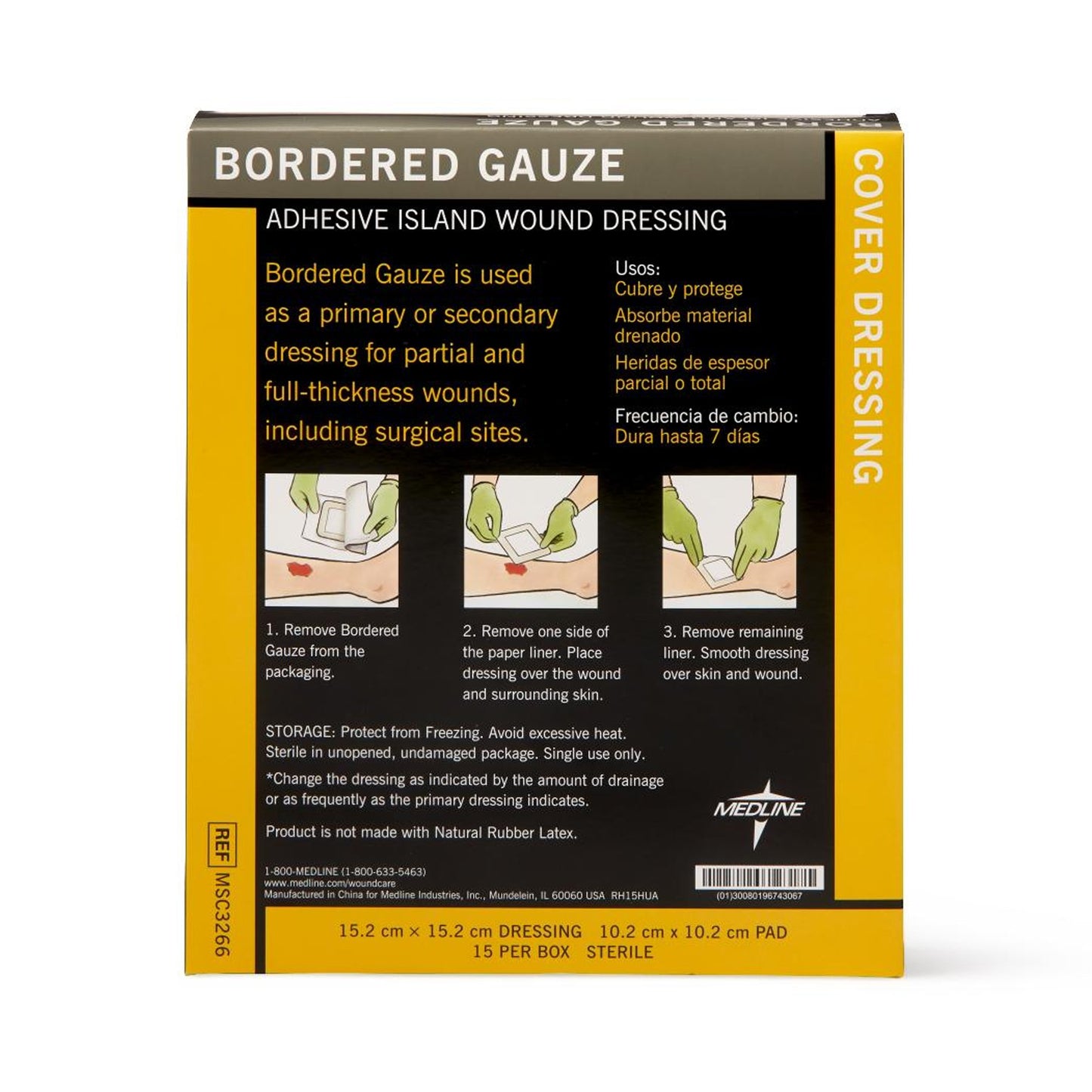 GAUZE, BORDERED STR 6"X6"