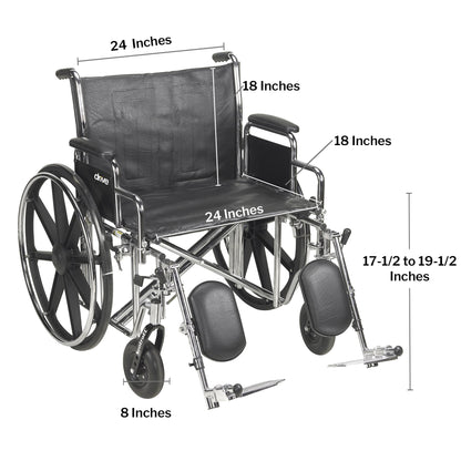 WHEELCHAIR, HD DUAL CROSS BRACE DDA ELR 24" 450LBS