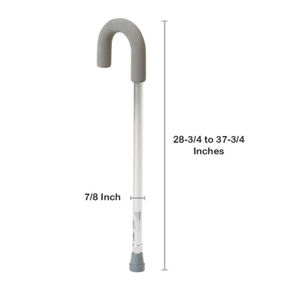 CANE, W/FOAM GRIP RND HNDL ALUM