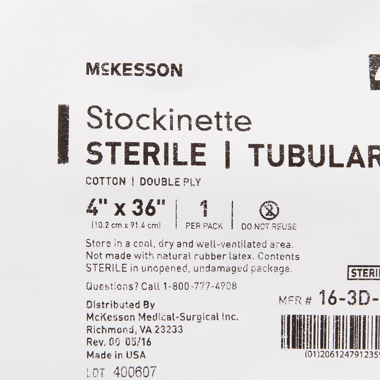 STOCKINETTE, CTN TUBULAR 2PLYSTR 4"X36"