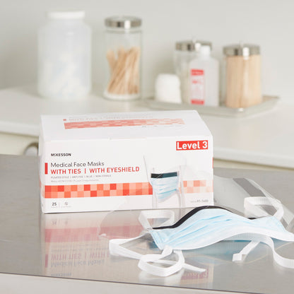 MASK, SURG W/EYESHLD TIES ASTM3 ANTIFOG
