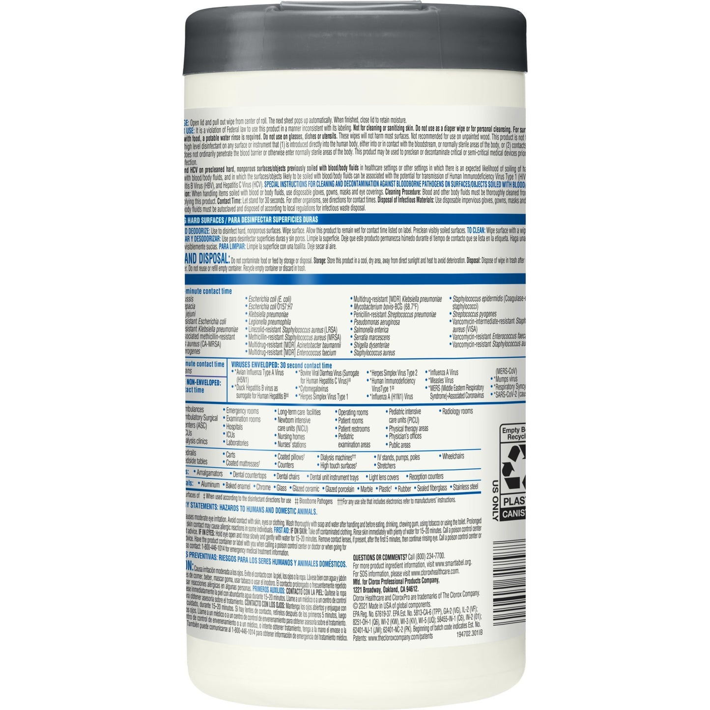 WIPE, DISINFECTANT VERSASURE ALOCHOL FREE